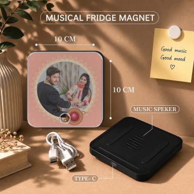 Personalized Rakhi Memory Musical Fridge Magnet Custom Photo & Audio Gift for Brother Sister  Unique Raksha Bandhan Keepsake